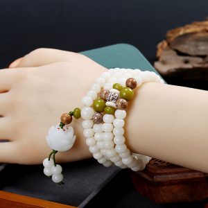 Wholesale of 108 White Jade Bodhi Root Natural Smooth White Buddha Beads Bracelet Bracelets and Accessories by Bodhi Root Manufacturers