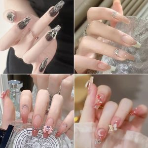 Spring and summer high-end fake nails, detachable and removable nail polish sheets, finished wearable nail stickers, butterfly wearing nail polish stickers, wholesale manufacturer